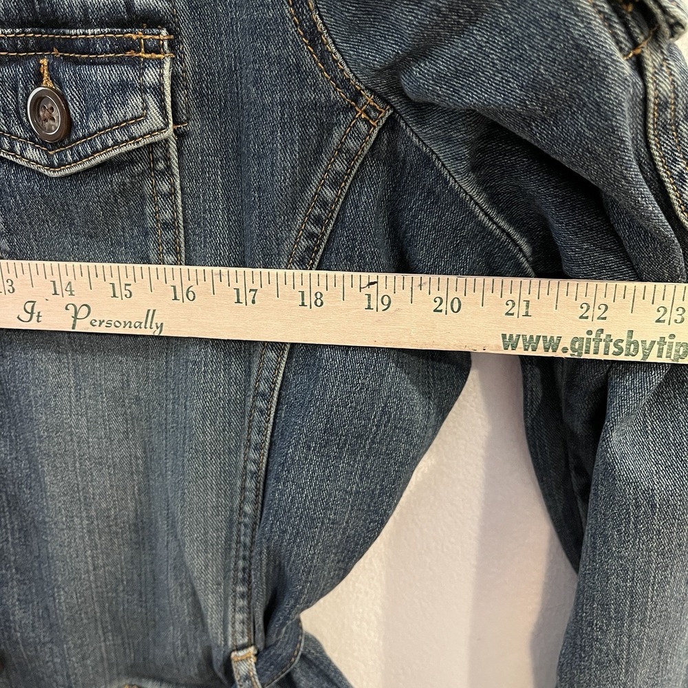 Mossimo Stretch Denim Blue Button-Up Jean Jacket Size XL w/Belt - Picture 6 of 12